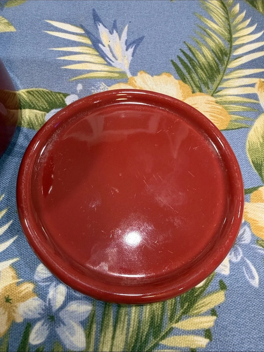 Longaberger Red Glazed Ceramic Kitchen Canister with Lid